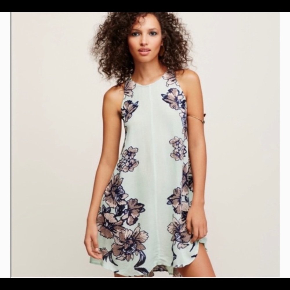 Free People Mint Green Floral Tunic